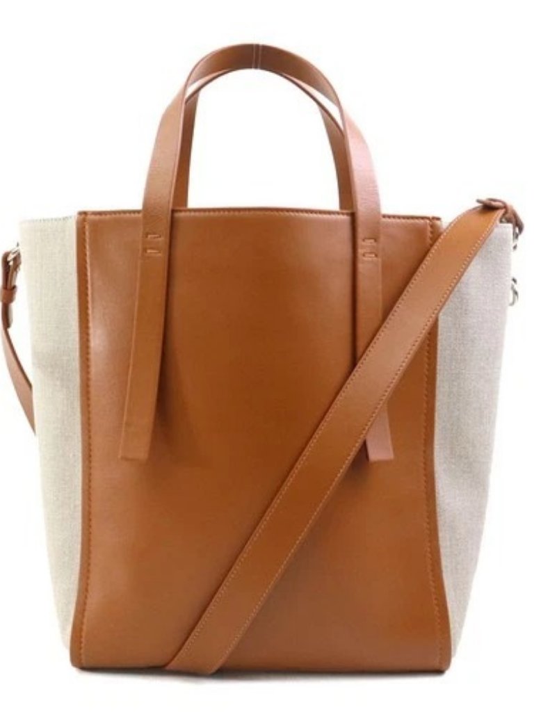 Auth Chloe Handbag Shoulder Bag Brown/Beige Leather/Canvas - 90239a